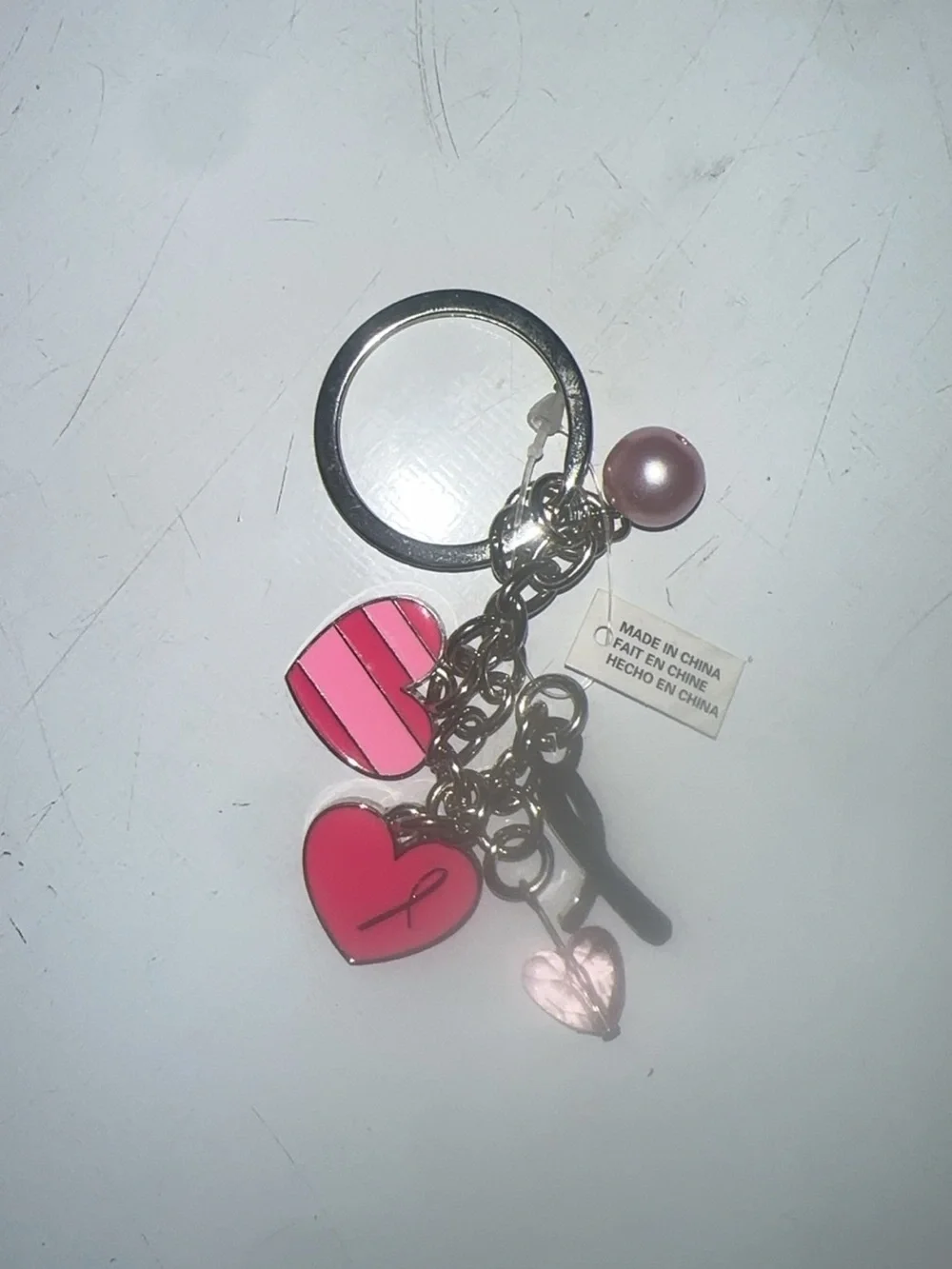 Breast cancer Pink Heart Keychain Charm - Women's Accessories